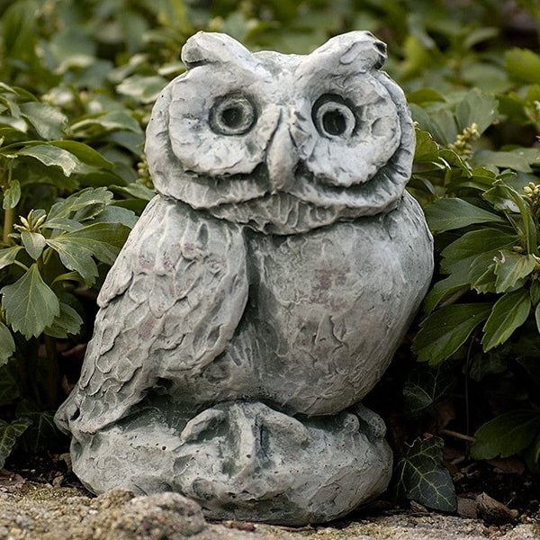 Merrie Little Owl Cast Stone Garden Statue - Outdoor Art Pros