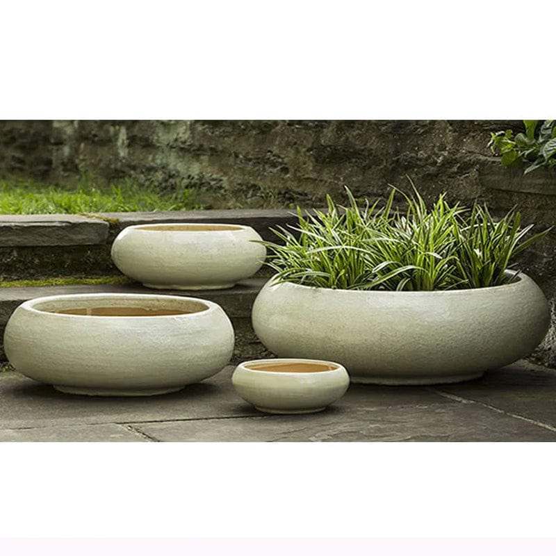 Misha Glazed Terra Cotta Planter Set of 4 in Antique Pearl Finish - Outdoor Art Pros