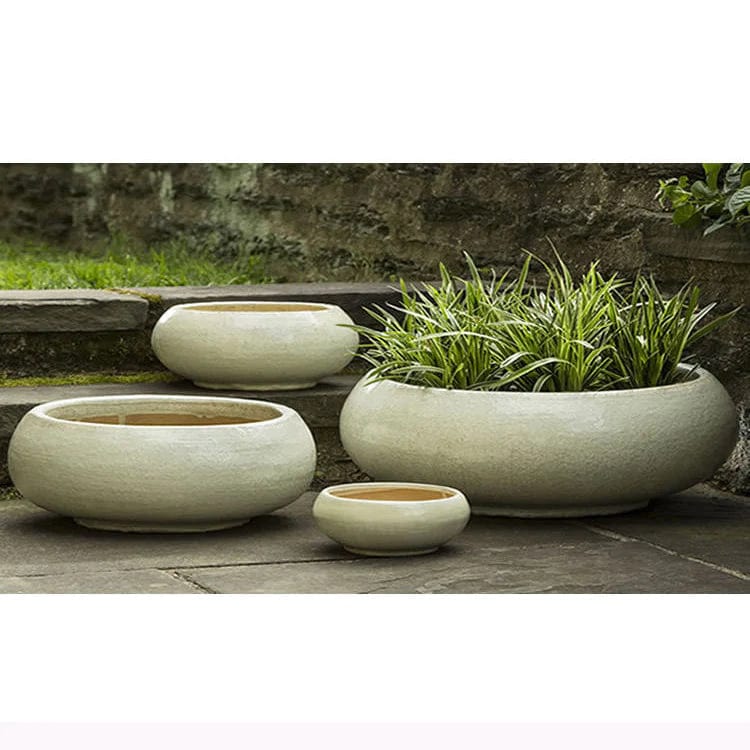 Misha Planter Set of 4 in Antique Pearl Glaze - Outdoor Art Pros