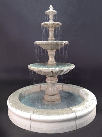 Monaco 4-Tier Fountain with Fiore Pond, Gray - Outdoor Art Pros