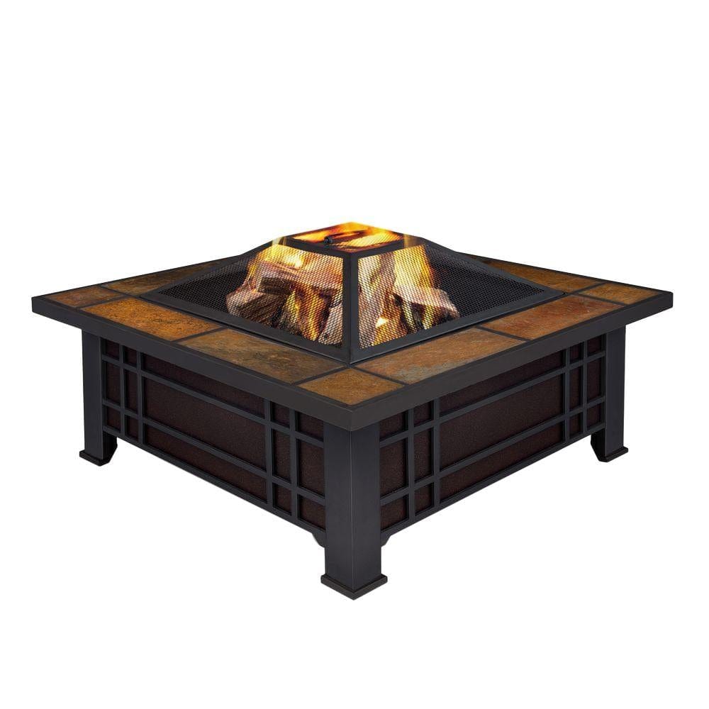 Morrison Wood Burning Fire Pit with Natural Slate Top - Outdoor Art Pros