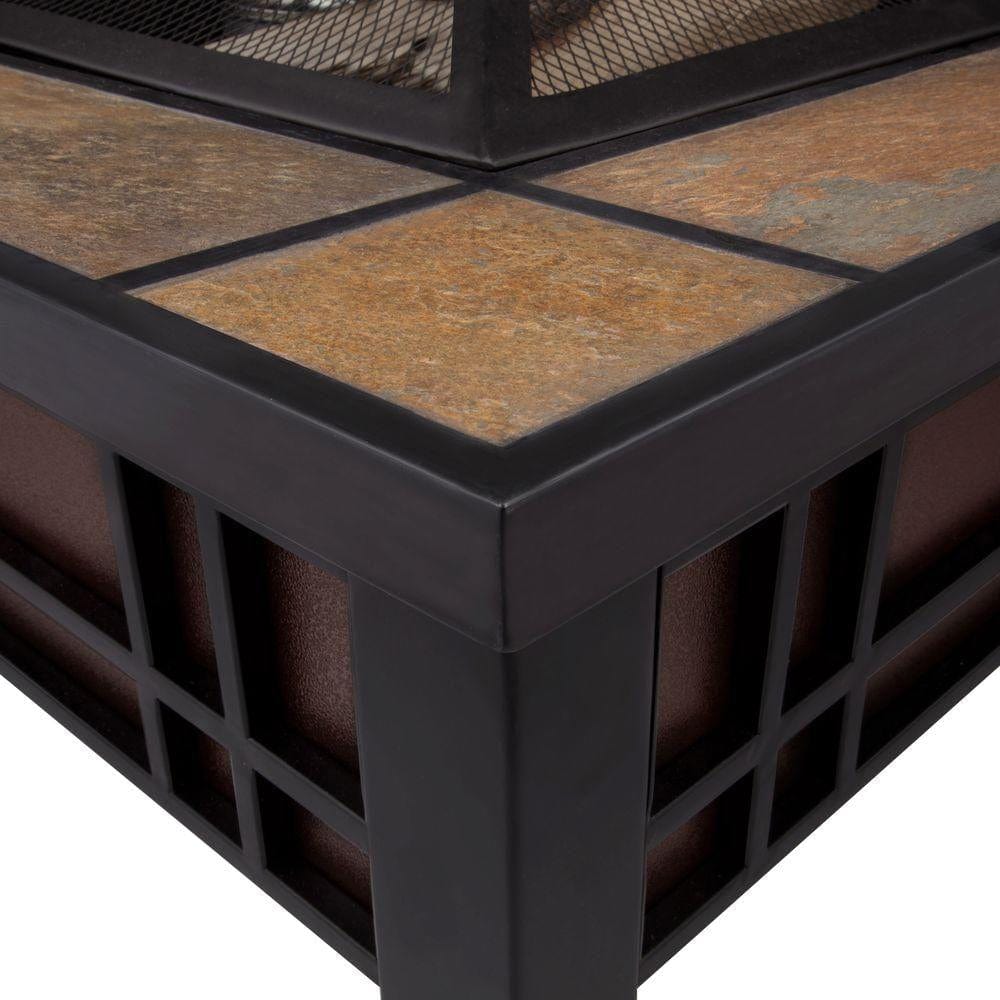 Morrison Wood Burning Fire Pit with Natural Slate Top - Outdoor Art Pros