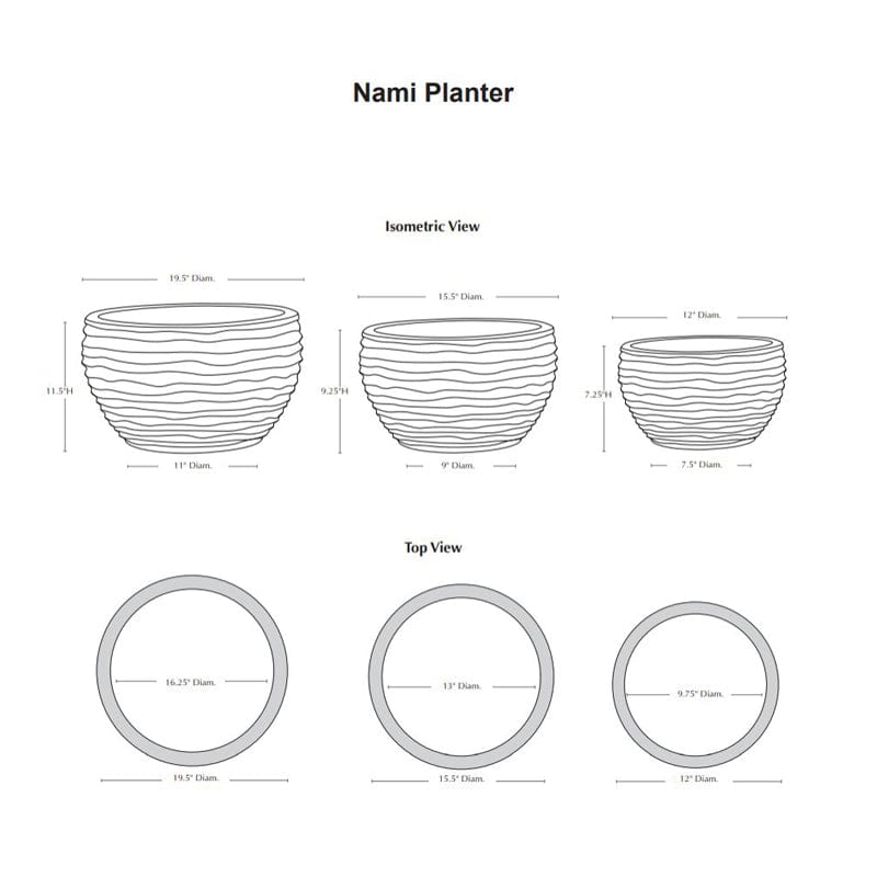 Nami Bowl Planter Set of 3  - Outdoor Art Pros