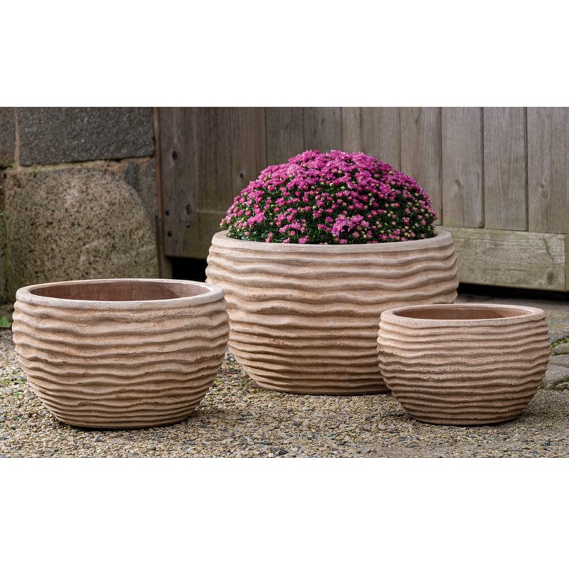 Nami Bowl Planter Set of 3 in Antico Terra Cotta Finish - Outdoor Art Pros