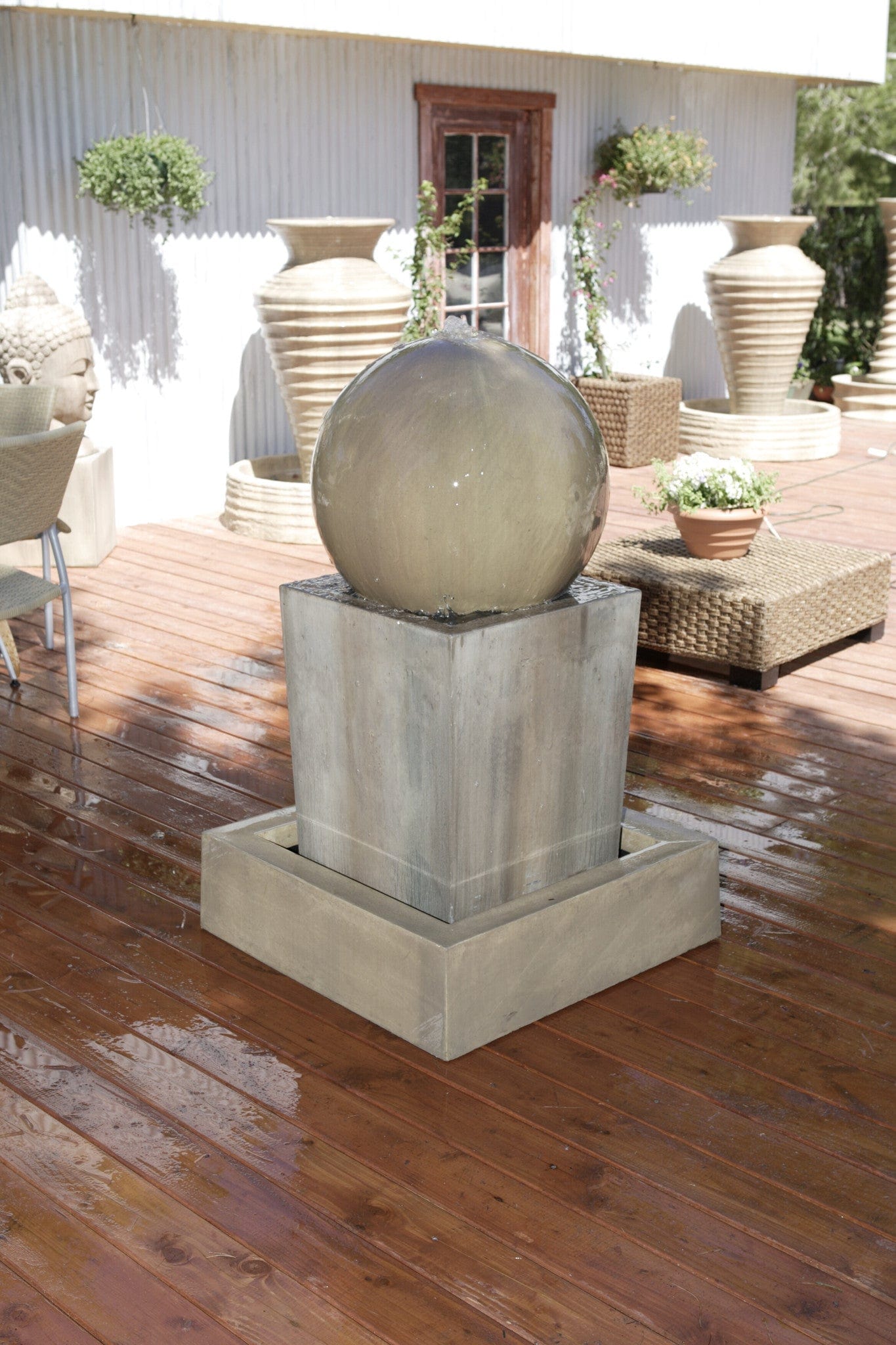 Obtuse With Ball  Garden Water Fountain - Fountains - Outdoor Art Pros