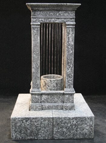 Old World Curtain Rain Fountain, Tall with Column - Outdoor Art Pros