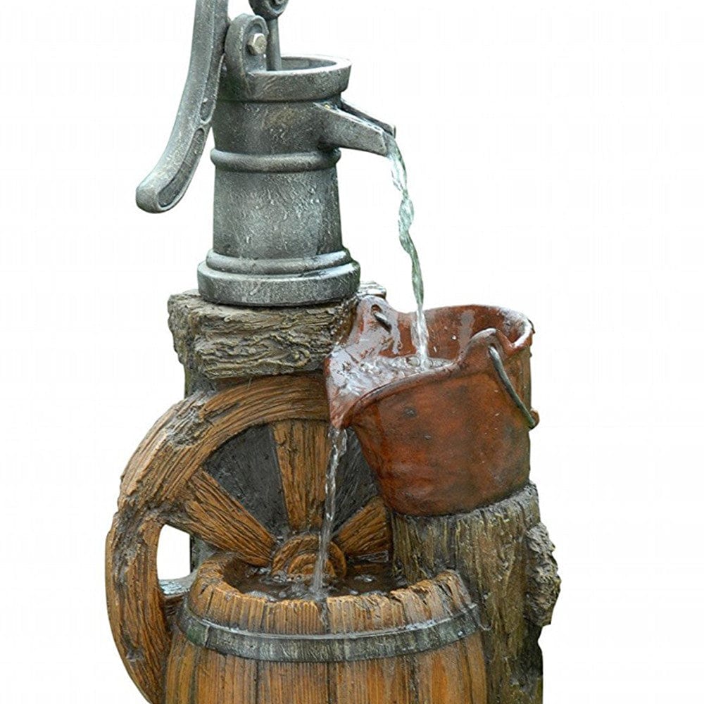 Old Fashion Pump Barrel Fountain - Outdoor Art Pros