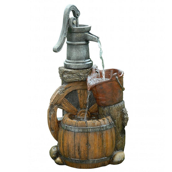 Old Fashion Pump Barrel Fountain - Outdoor Art Pros