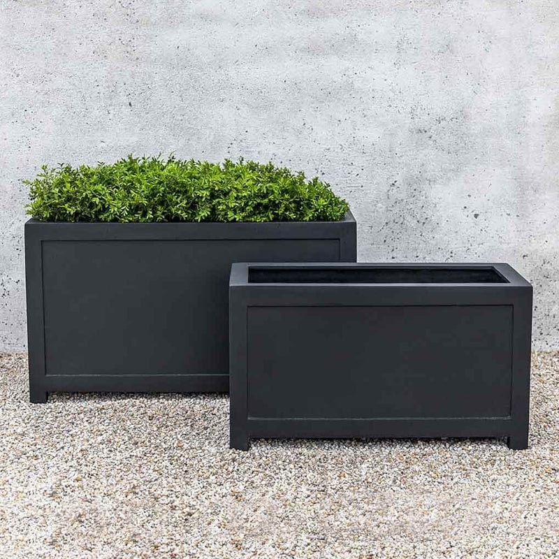 Oxford Rectangle Planter in Onyx Black Lite - Outdoor Art Pros