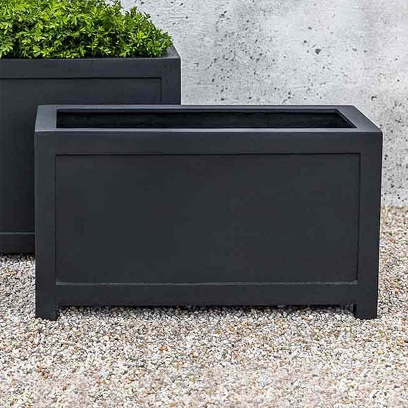 Oxford Rectangle Planter in Onyx Black Lite Small - Outdoor Art Pros