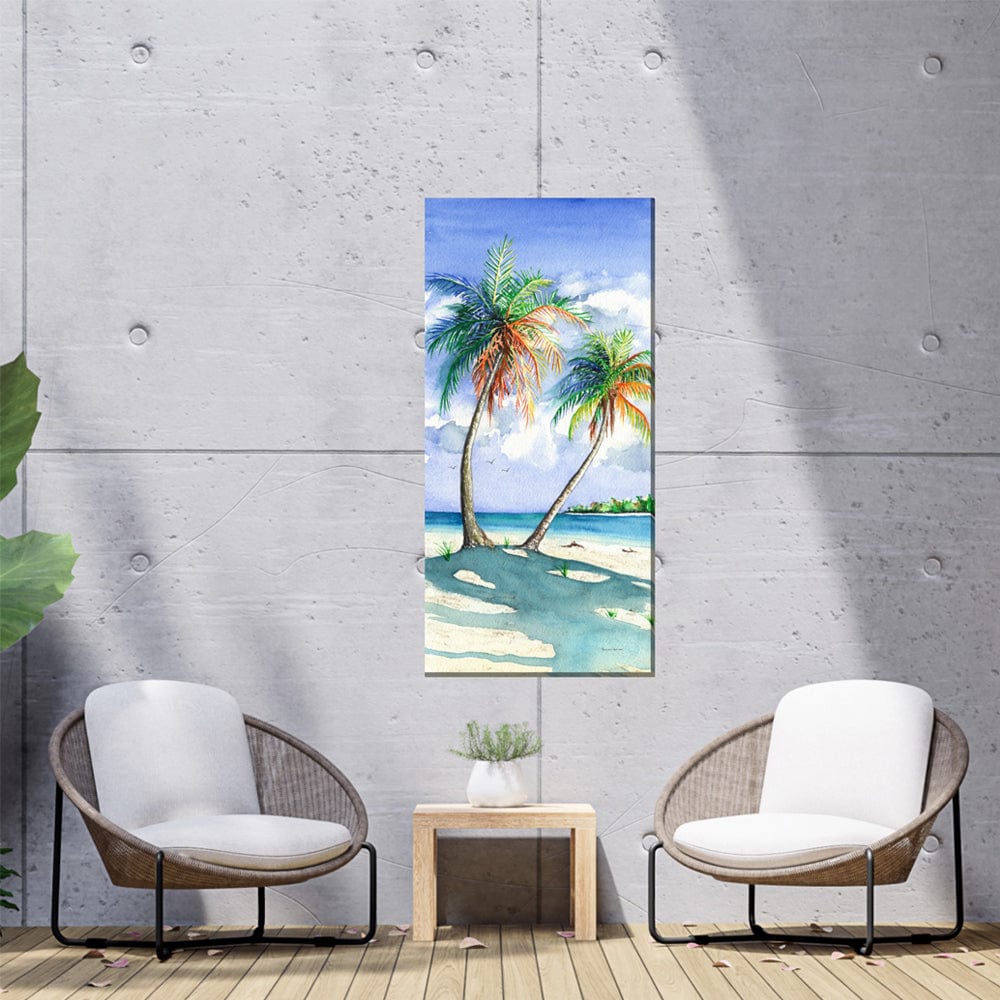 Palm Shadows Outdoor Canvas Art - Outdoor Art Pros