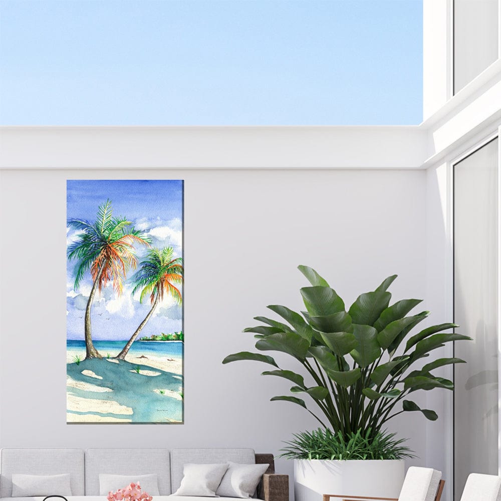 Palm Shadows Outdoor Canvas Art - Outdoor Art Pros