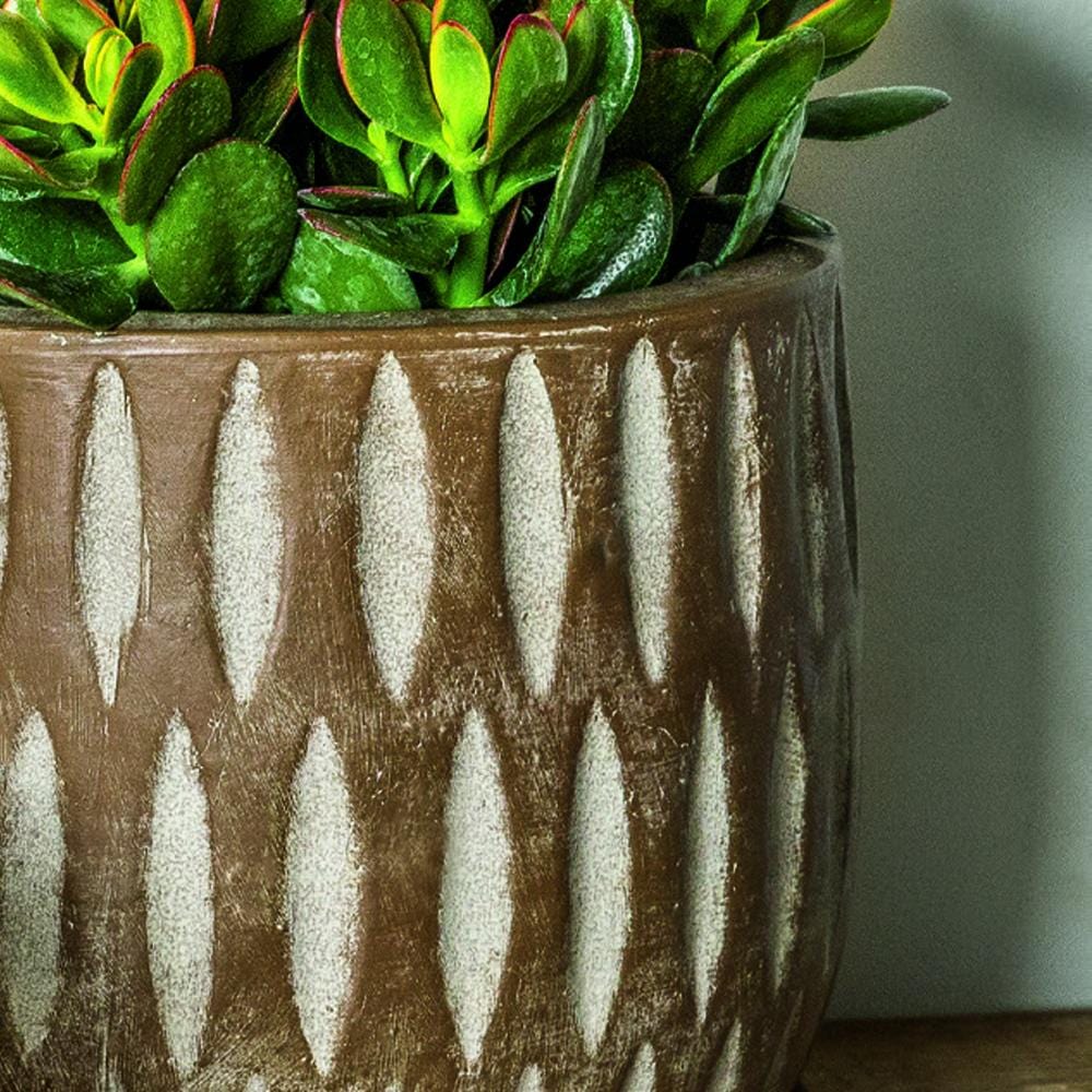 Parabola Large Round | Cold Painted Terra Cotta Planter in Coffee Finish