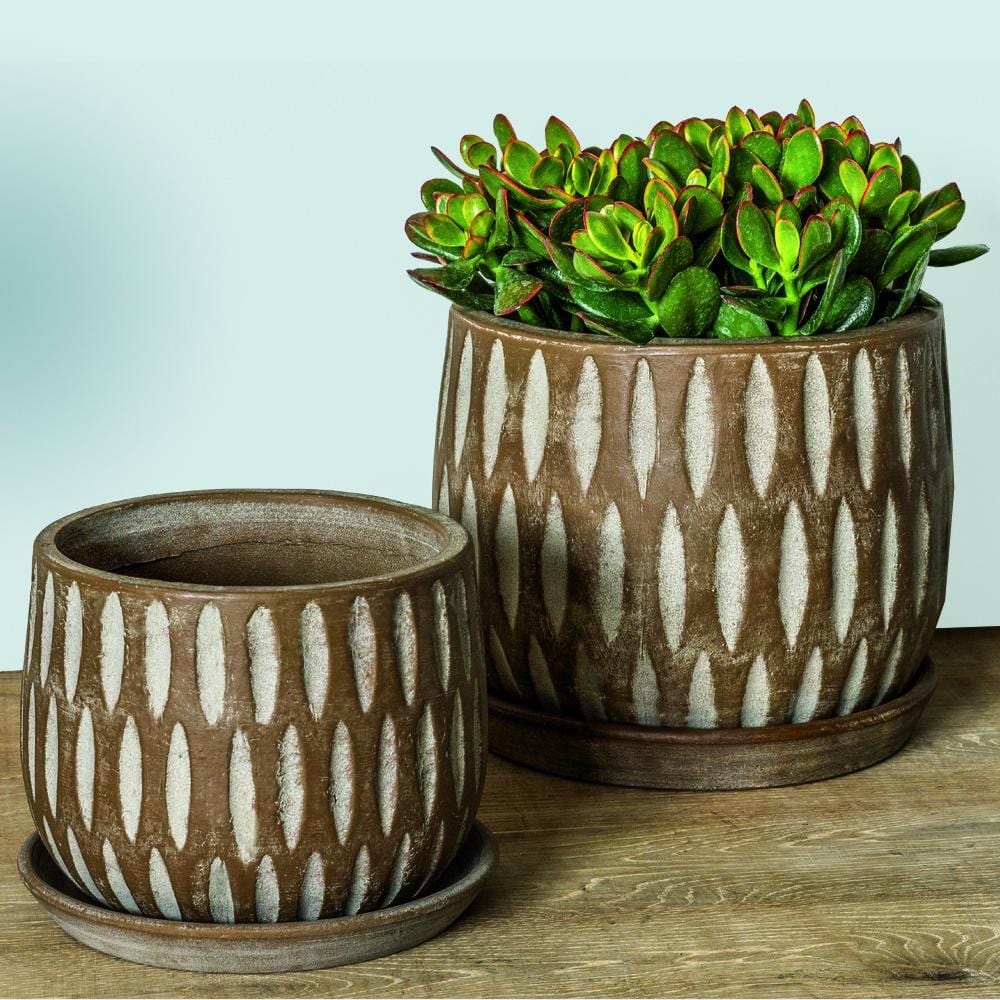 Parabola Large Round | Cold Painted Terra Cotta Planter in Coffee Finish