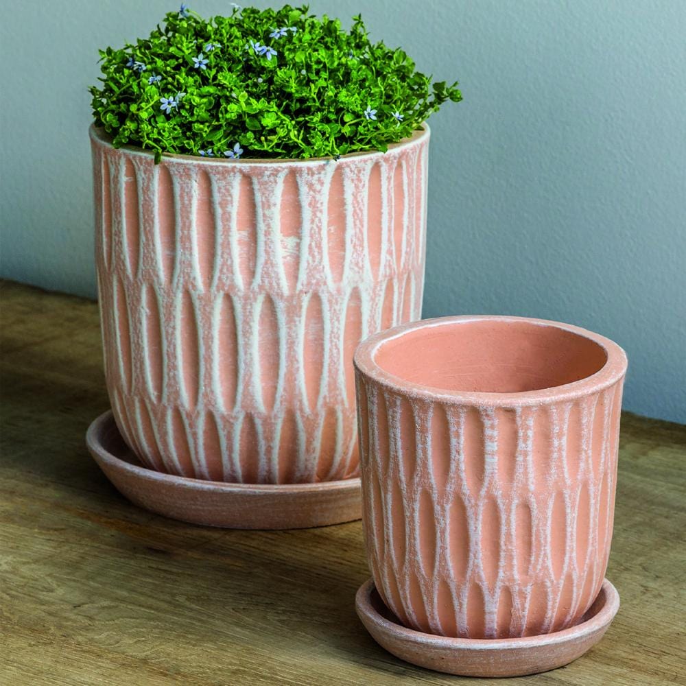 Parabola Set of 8 | Cold Painted Terra Cotta Planter in Shell Pink - Outdoor Art Pros