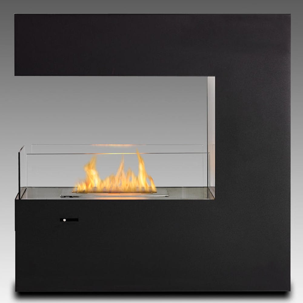 Eco-Feu Paramount 3-Sided Biofuel Fireplace in all Matte Black - Outdoor Art Pros