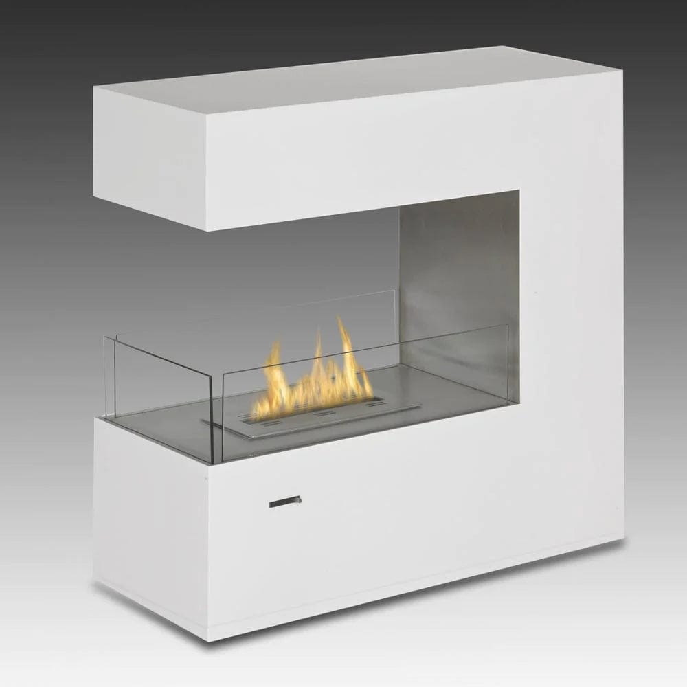 Eco-Feu Paramount 3-Sided Gloss White Biofuel Fireplace - Outdoor Art Pros