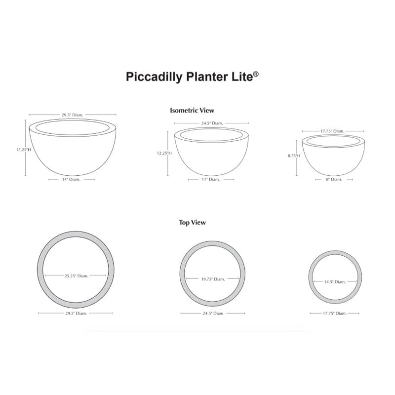 Piccadilly Planter Onyx Black Lite | Lite® Collection