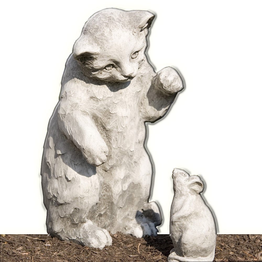 Playful Kitten Cast Stone Garden Statue - Outdoor Art Pros