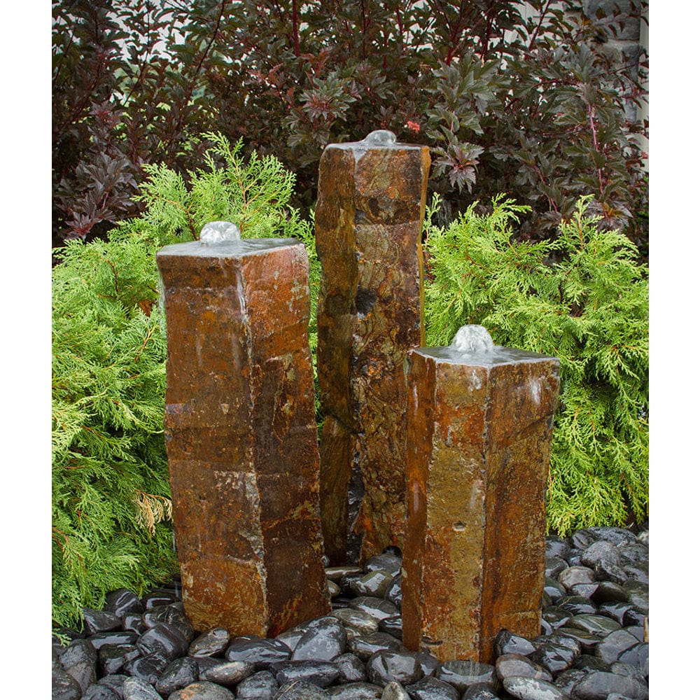 Polished Top Basalt Rock Column Fountain - Outdoor Art Pros