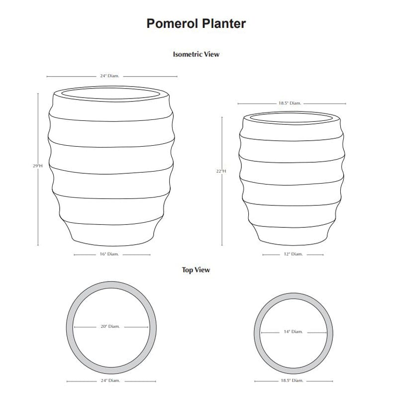 Pomerol Planter Set of 2 Specs - Outdoor Art Pros