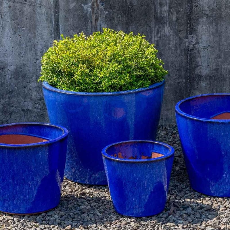 Riviera Blue Portale Glazed Terra Cotta Planter Set of 4 - Outdoor Art Pros