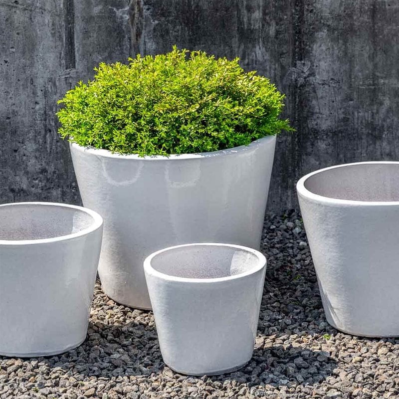 White Portale Glazed Terra Cotta Planter Set of 4- Outdoor Art Pros