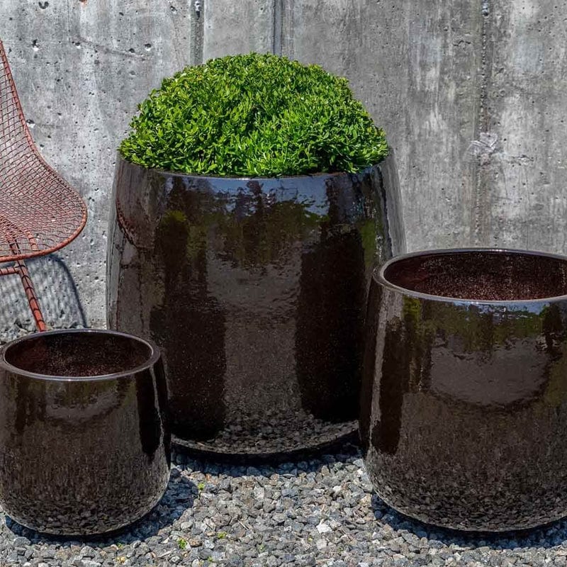 Potrero Glazed Terra Cotta Planter Set of 3 in Cola  - Outdoor Art Pros