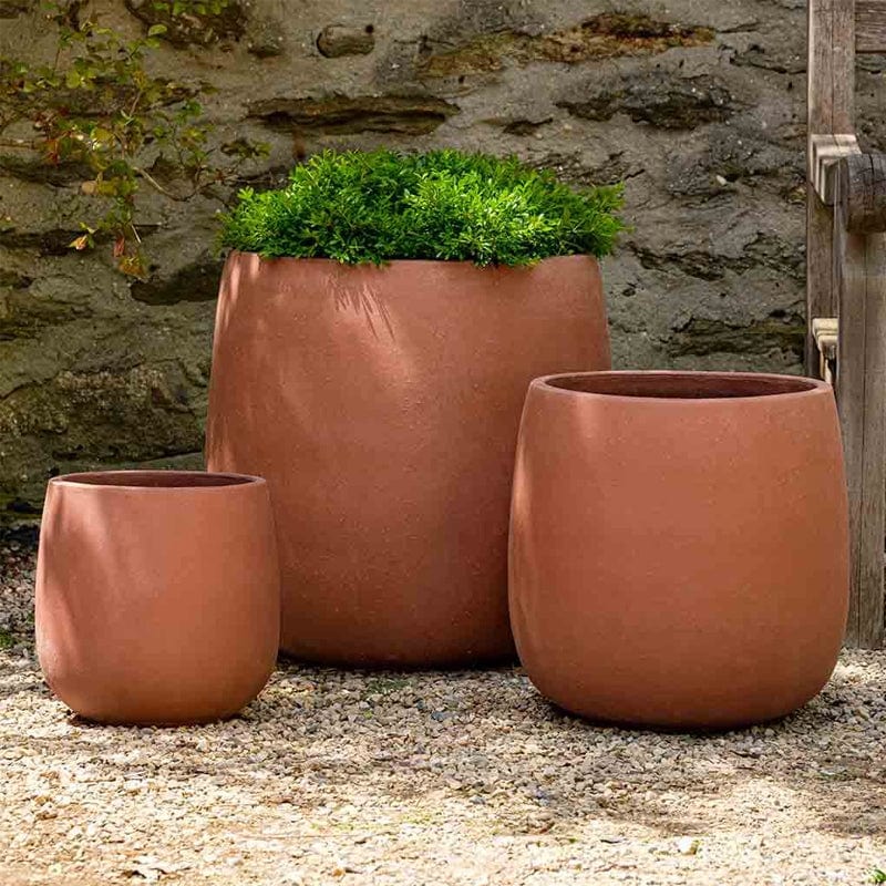 Potrero Glazed Terra Cotta Planter Set of 3 in Terra Rosa - Outdoor Art Pros
