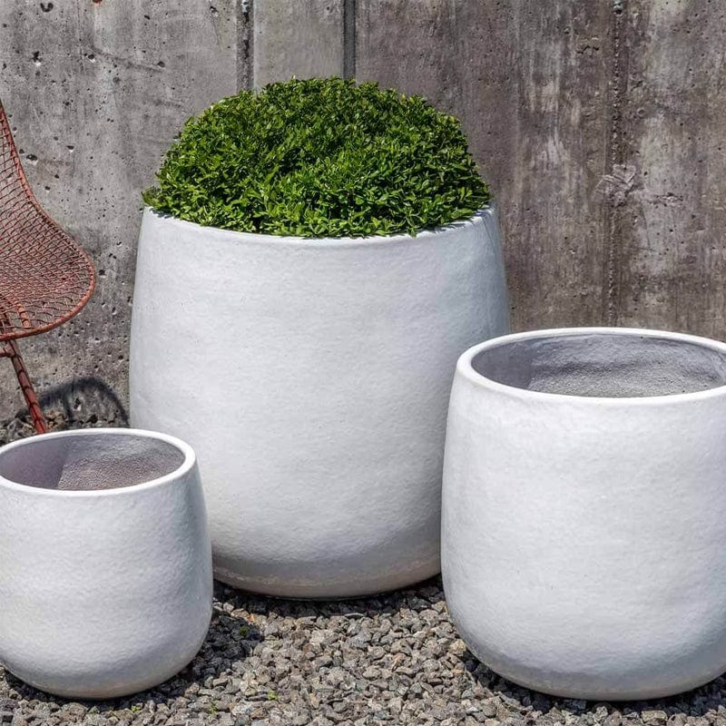 Potrero Glazed Terra Cotta Planter Set of 3 in White - Outdoor Art Pros