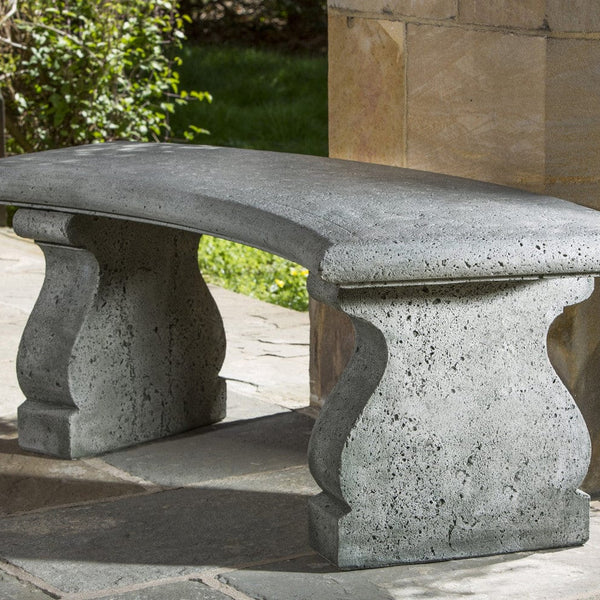 Provencal Curved Outdoor Stone Bench by Campania International