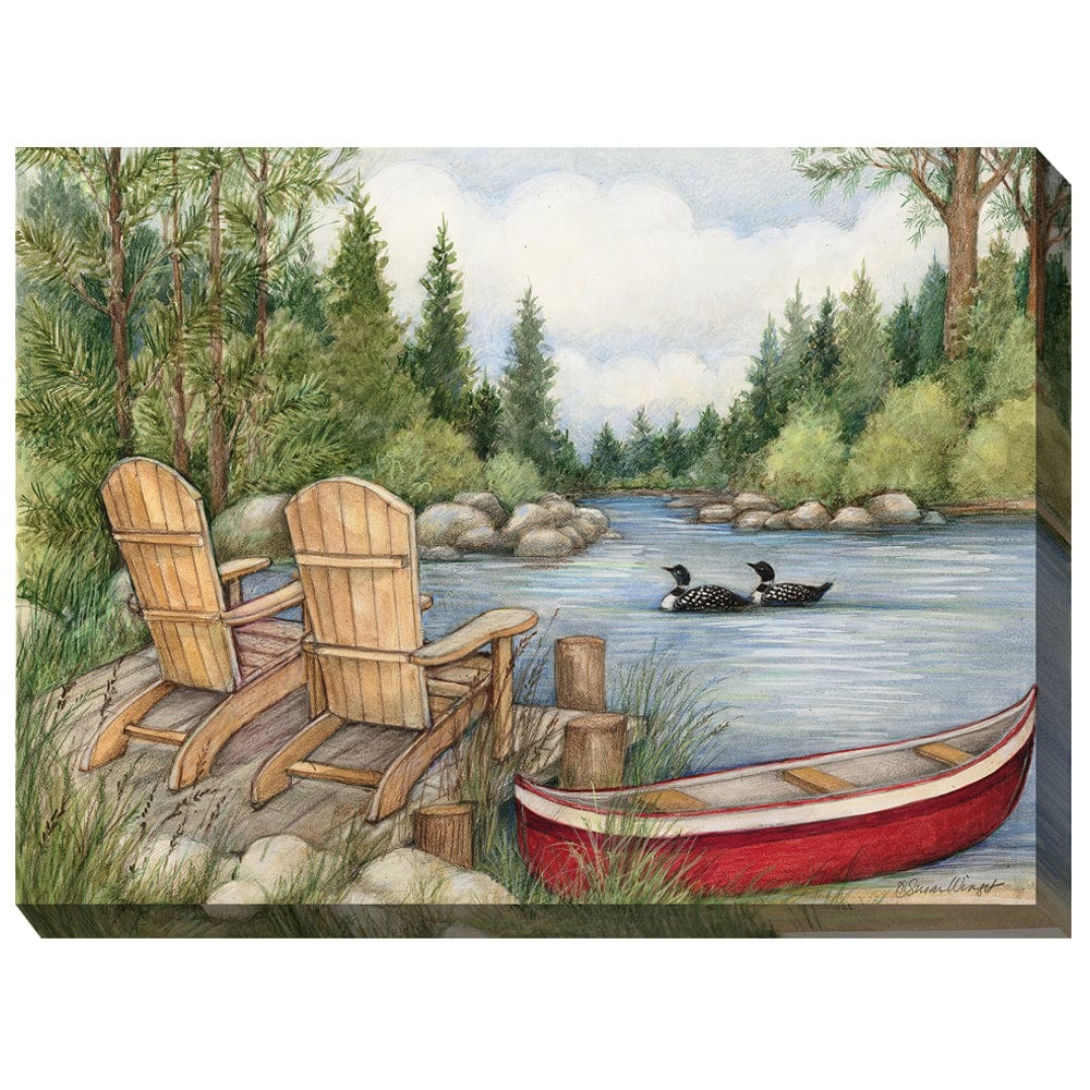 Red Canoe Outdoor Canvas Art - Outdoor Art Pros