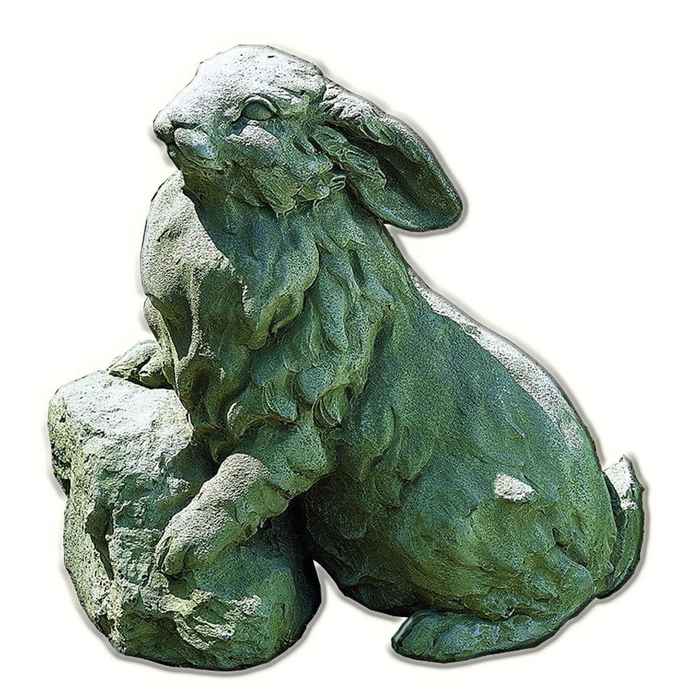 Rabbit on a Rock Cast Stone Garden Statue - Outdoor Art Pros