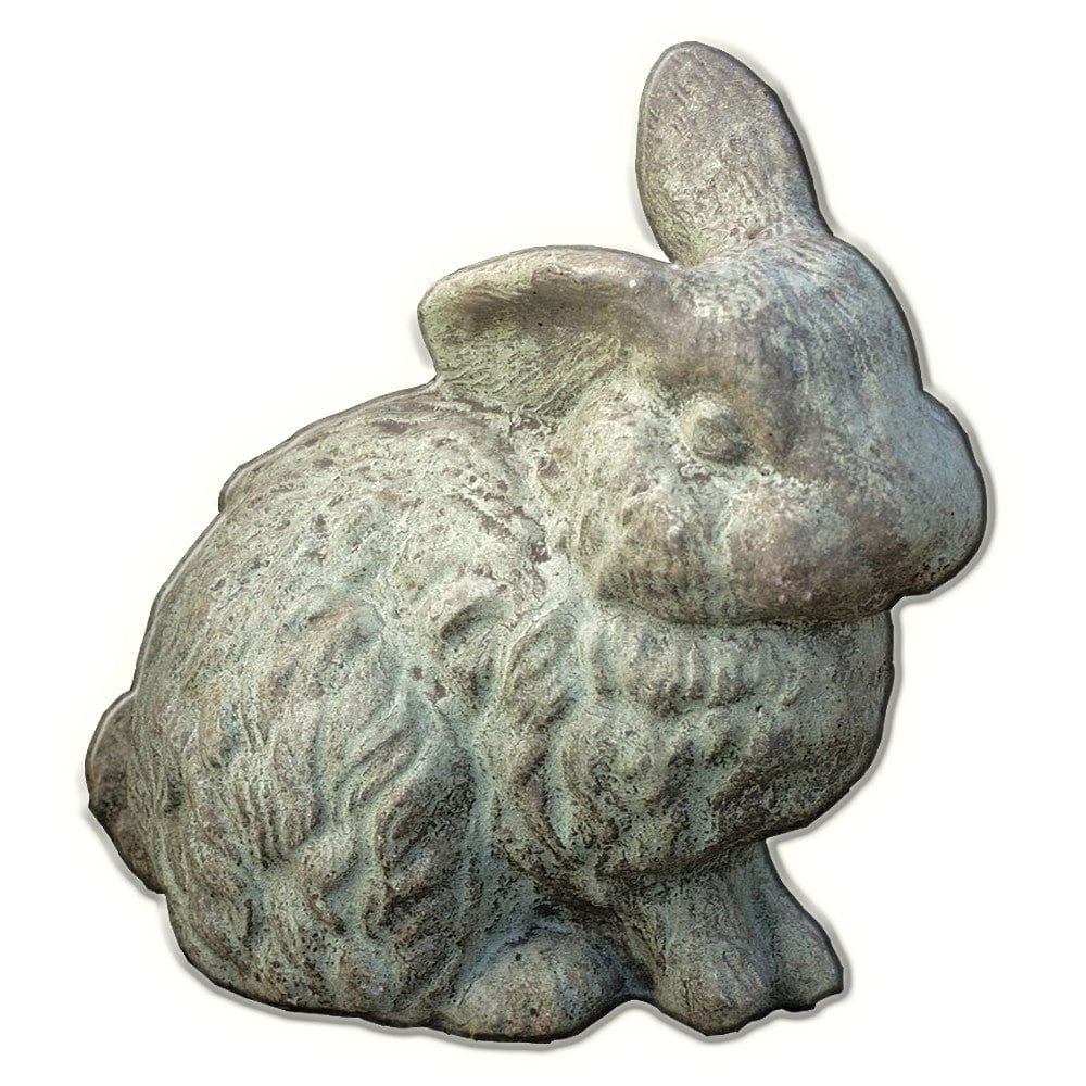 Rabbit with One Ear Up Cast Stone Garden Statue - Outdoor Art Pros