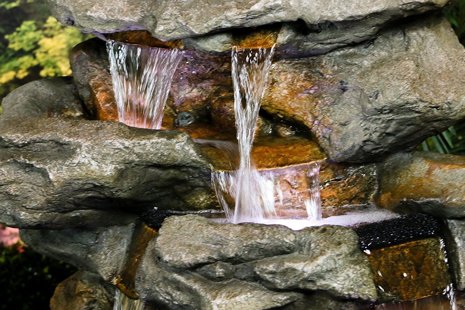 Tall Rainforest Waterfall Fountain LED Lights - Outdoor Art Pros