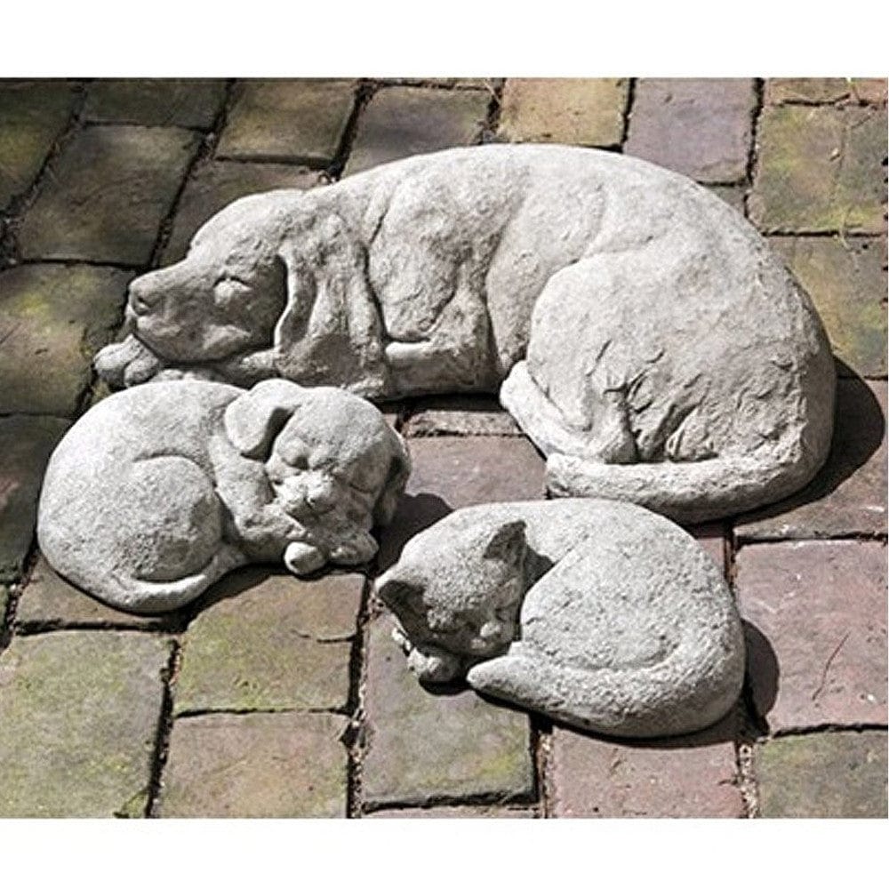 Reclining Dog Cast Stone Garden Statue - Outdoor Art Pros