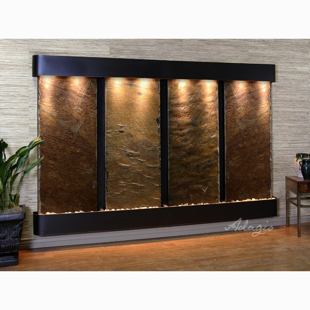 RegalFalls-Multi-ColorSlate-BlackenedCopper-Rounded-WhiteLED - Outdoor Art Pros