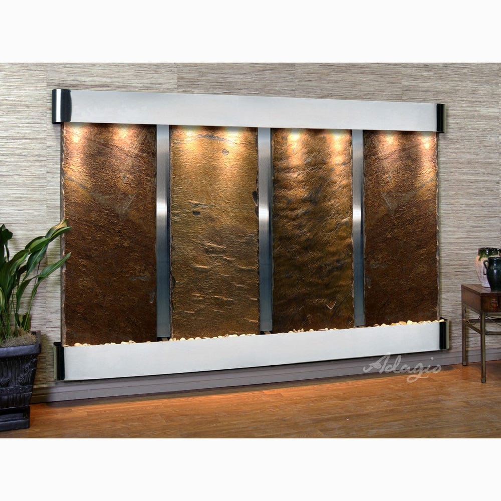 RegalFalls-Multi-ColorSlate-StainlessSteel-Rounded-WhiteLED - Outdoor Art Pros
