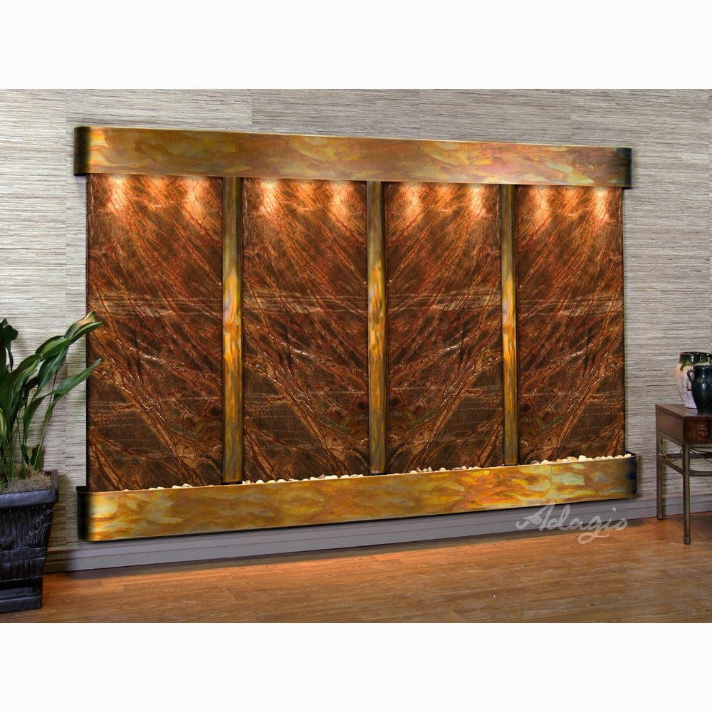 RegalFalls-RainforestBrownMarble-RusticCopper-Rounded-WhiteLED - Outdoor Art Pros