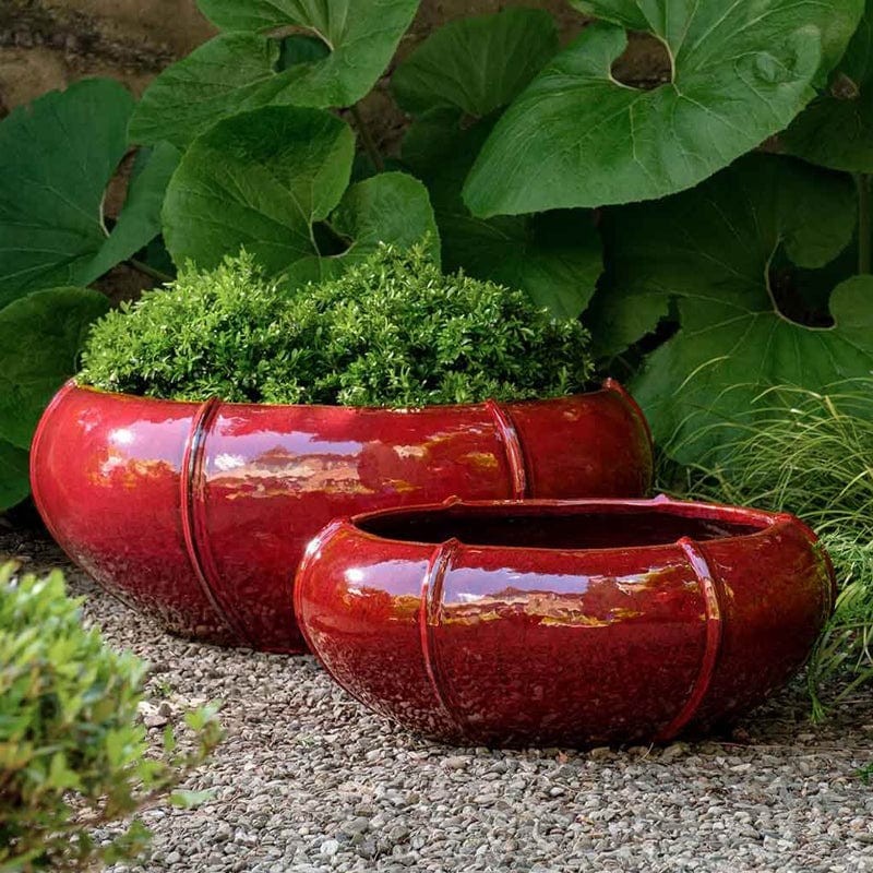 Rib Vault Planter Low Set of 2 in Tropical Red - Outdoor Art Pros