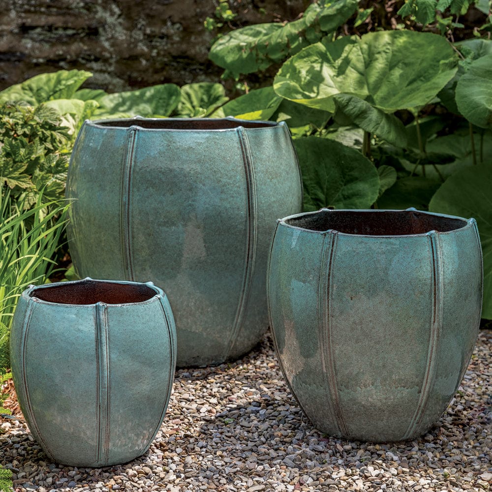 Rib Vault Planter Set of 3 in French Green - Outdoor Art Pros