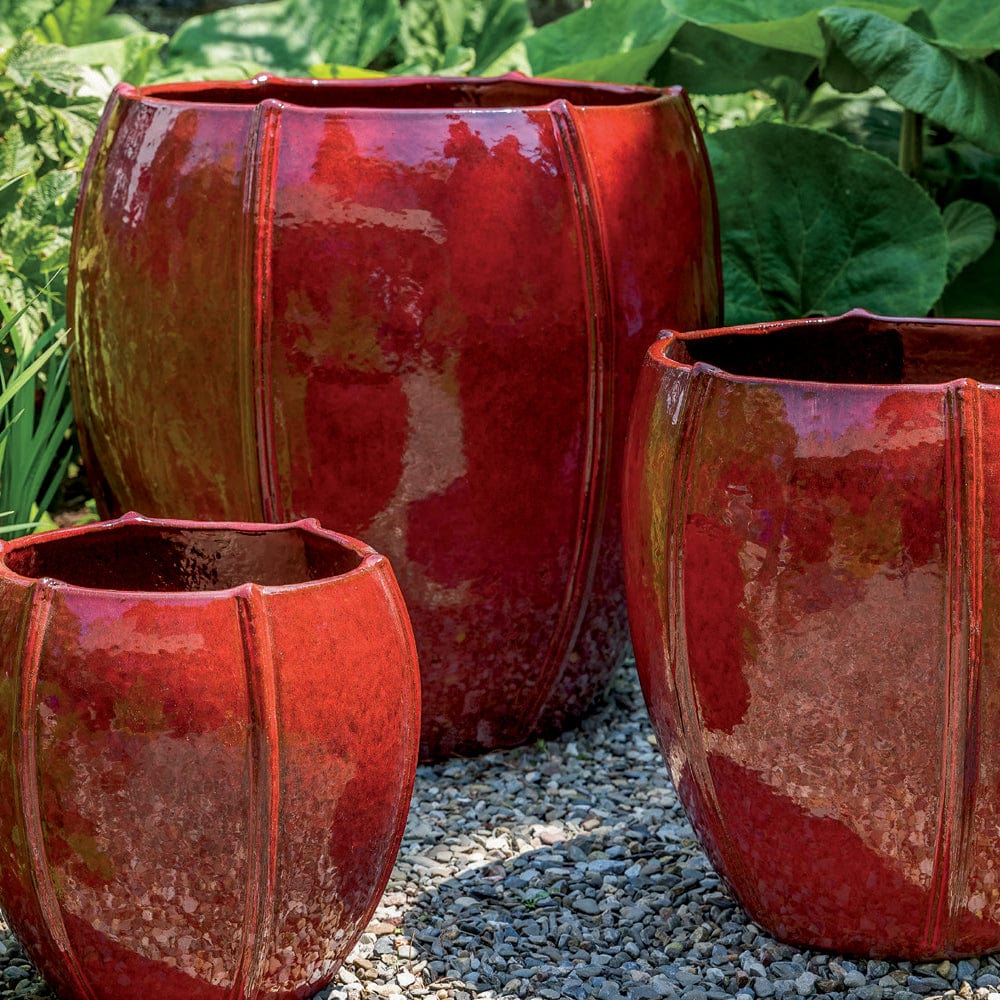 Rib Vault Planter Set of 3 in Tropical Red - Outdoor Art Pros