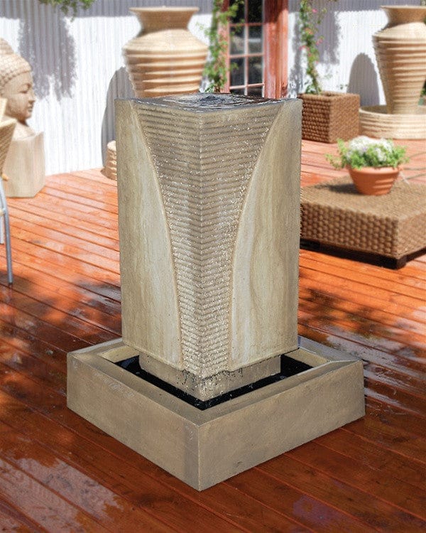 Ribbed Monolith Garden Water Fountain - Fountains - Outdoor Art Pros