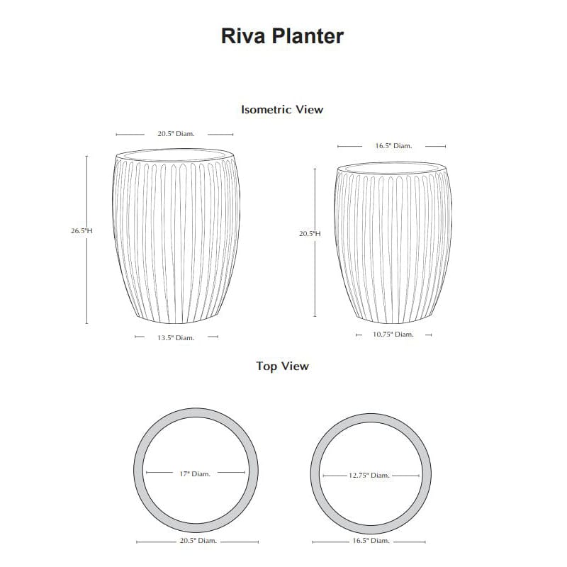 Riva Planter Set of 2  Specs - Outdoor Art Pros