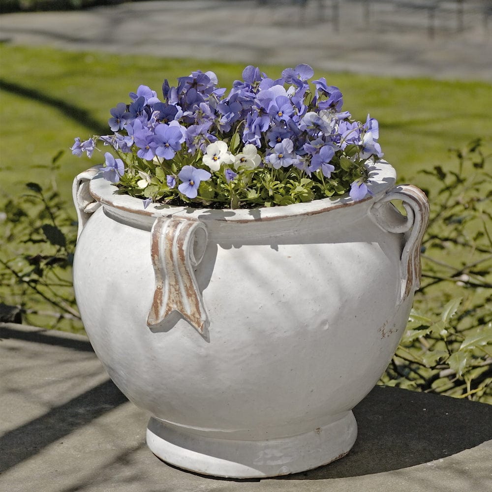 Round Handle Planter in Antique White - Outdoor Art Pros