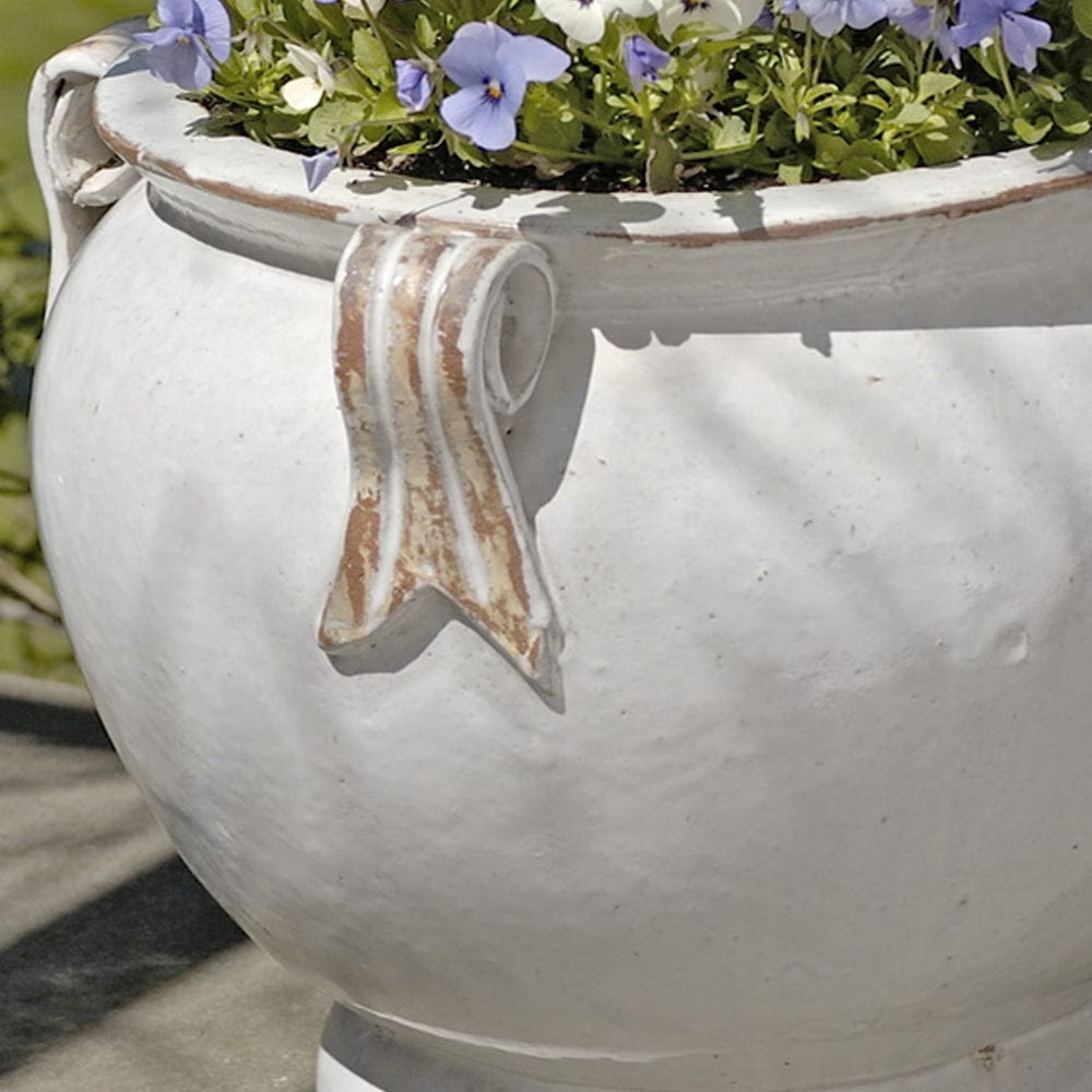 Round Handle Planter in Antique White - Outdoor Art Pros