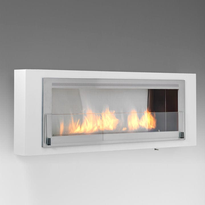 Eco-Feu Santa Cruz Biofuel Fireplace in Gloss White With Stainless Interior - Outdoor Art Pros