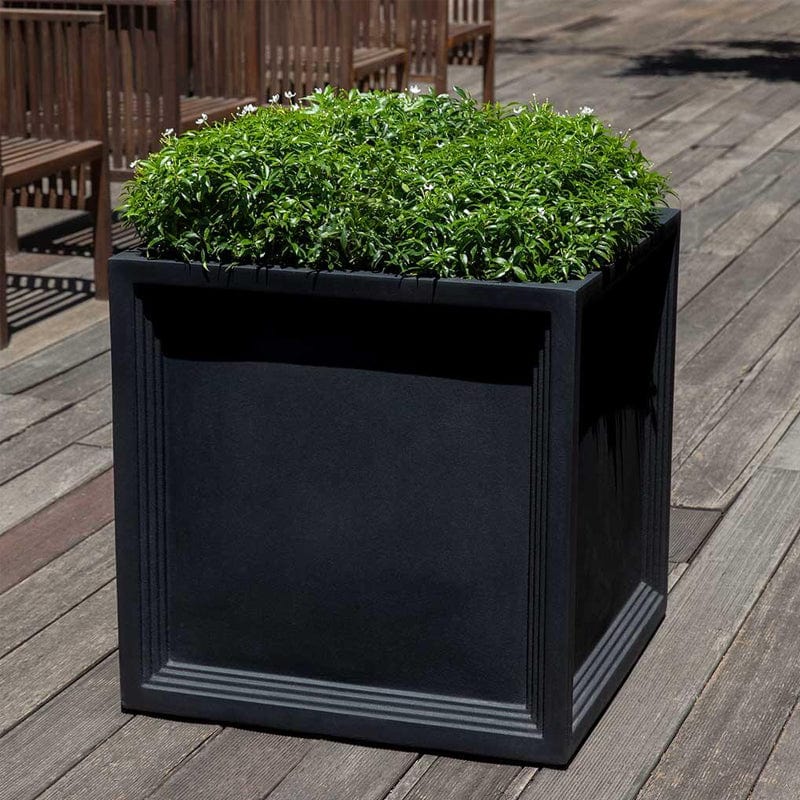Sandhurst Cube Planter Lite® in Onyx Black Lite - Outdoor Art Pros