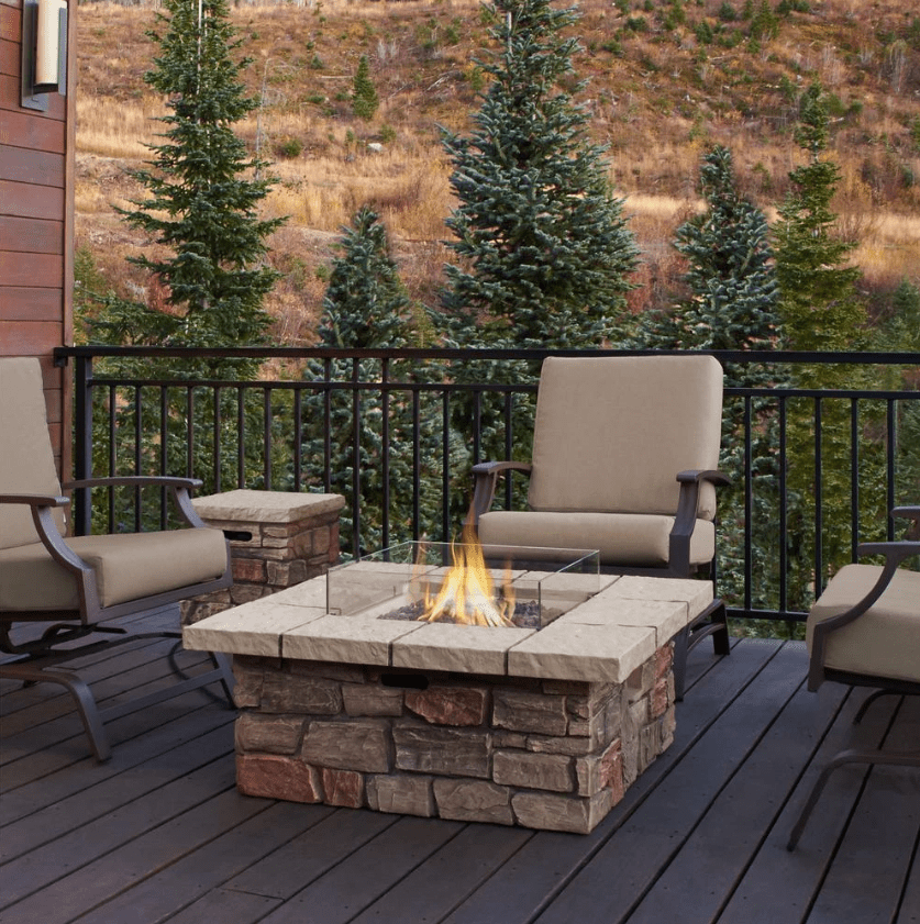 Sedona Outdoor Fireplace Square Propane/Natural Gas Fire Table