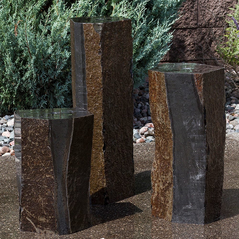 Semi-Polished Basalt Rock Column Fountain - Outdoor Art Pros